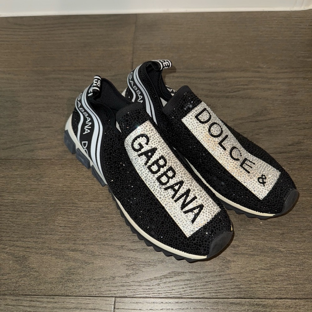 Dolce & Gabbana Black and White Embellished Sneakers